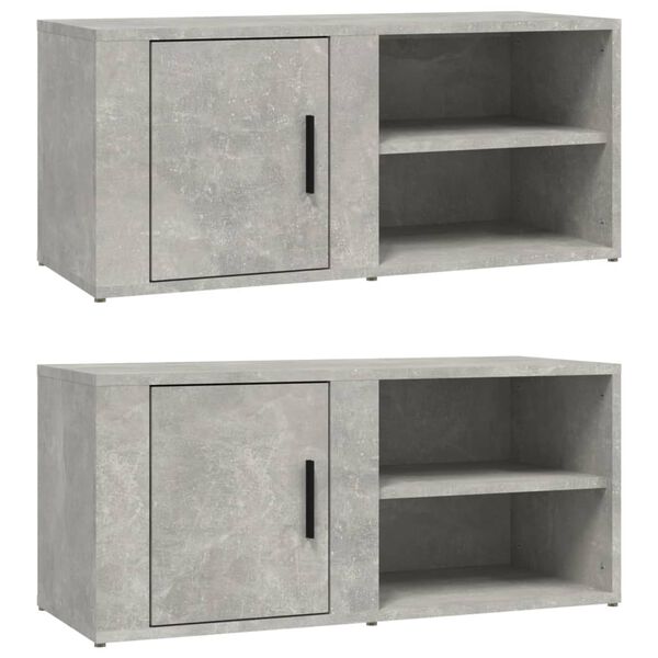 vidaXL Mueble TV 2 uds madera contrachapada gris hormig&oacute;n 80x31,5x36cm