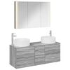 vidaXL Juego de muebles de ba&ntilde;o 4 pcs Sonoma gris