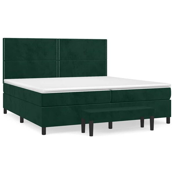 vidaXL Cama box spring con colch&oacute;n terciopelo verde oscuro 200x200 cm