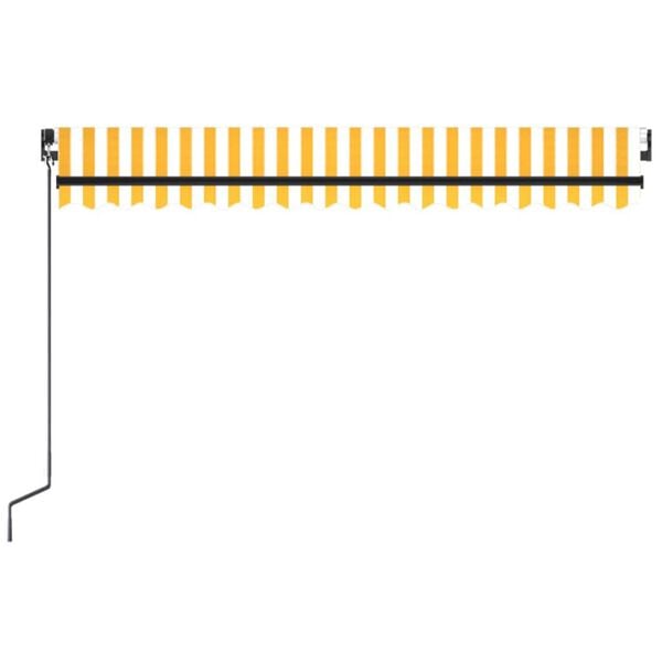 vidaXL Toldo retr&aacute;ctil manual amarillo y blanco 450x300 cm