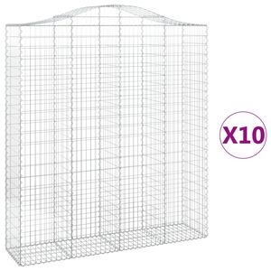 vidaXL Cestas de gaviones 10 uds forma de arco hierro 200x50x220/240cm