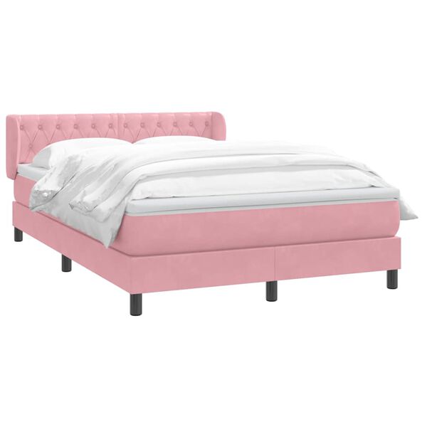 vidaXL Cama box spring con colch&oacute;n terciopelo rosa 140x210 cm