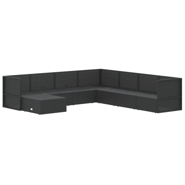 vidaXL Set de muebles de jard&iacute;n 8 pzas y cojines rat&aacute;n sint&eacute;tico negro