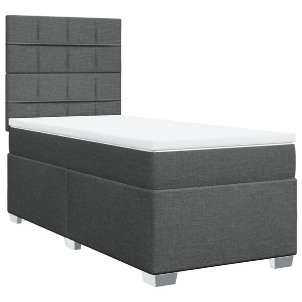 vidaXL Cama box spring con colch&oacute;n tela gris oscuro 90x200 cm