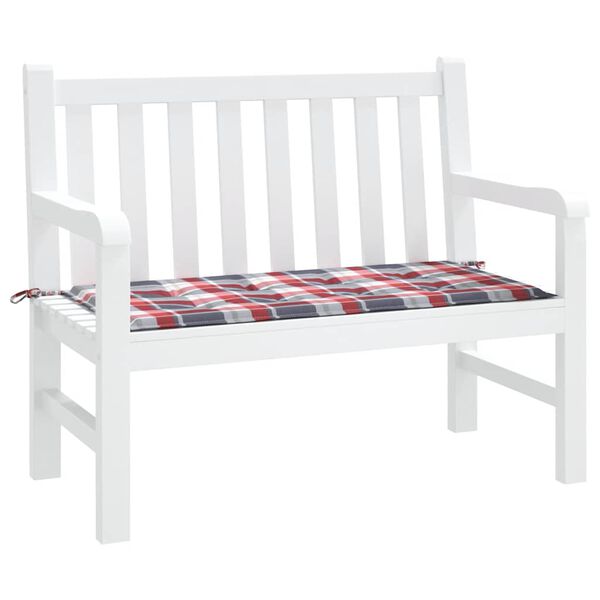vidaXL Coj&iacute;n de banco de jard&iacute;n tela Oxford a cuadros rojo 120x50x3 cm