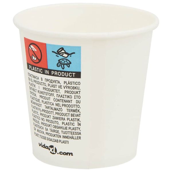vidaXL Tazas de café de papel 1000 uds 4oz 100ml blanco