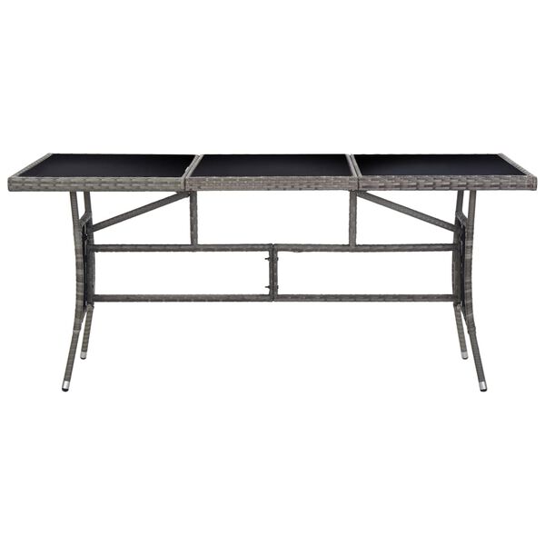 vidaXL Mesa de jard&iacute;n rat&aacute;n sint&eacute;tico gris 170x80x74 cm