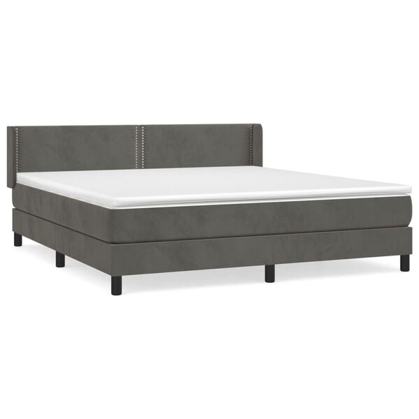 vidaXL Cama box spring con colch&oacute;n terciopelo gris oscuro 180x200 cm