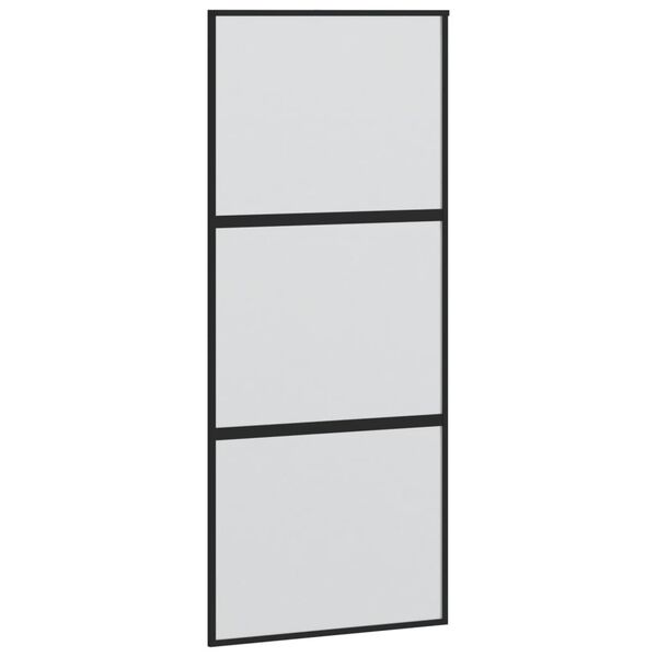 vidaXL Puerta corredera vidrio templado y aluminio negra 90x205 cm
