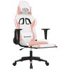 vidaXL Silla gaming masaje y reposapiés cuero sintético blanco y rosa