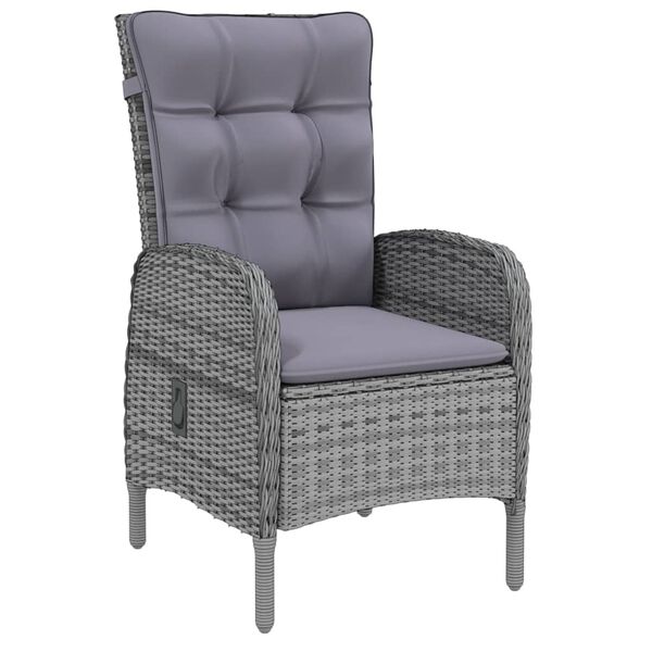 vidaXL Juego de comedor para jard&iacute;n 9 piezas rat&aacute;n sint&eacute;tico gris