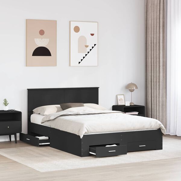 vidaXL Estructura de cama Negro 140 x 190 cm Madera de ingenier&iacute;a