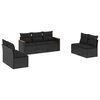 vidaXL Set de comedor de jard&iacute;n 7 pzas y cojines rat&aacute;n sint&eacute;tico negro