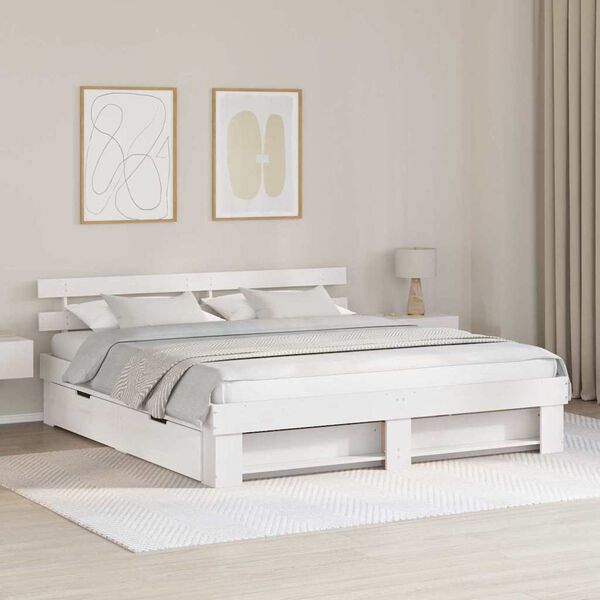 vidaXL Estructura de cama con caj&oacute;n 180 x 200 cm Madera de pino macizo