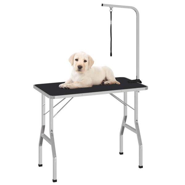 vidaXL Mesa de aseo ajustable para perros con 1 lazo