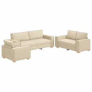 vidaXL Sof&aacute; 3 pcs Crema 220 x 80 x 84 cm Tejido mezcla de lino