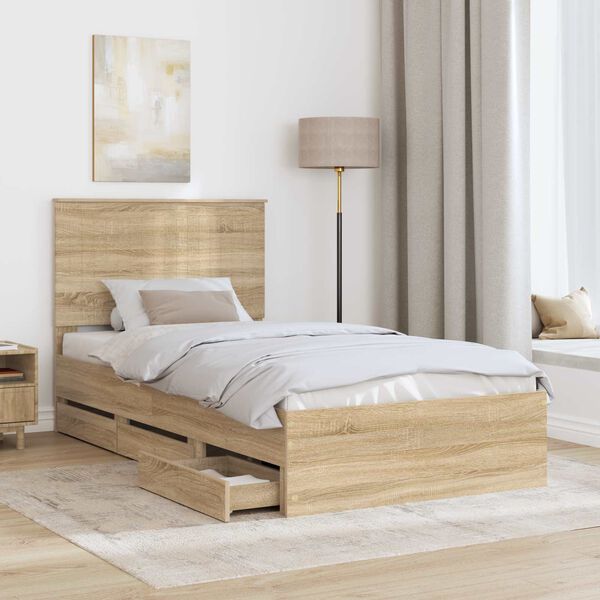 vidaXL Estructura de cama Roble Sonoma 100 x 200 cm Madera Ingenieril