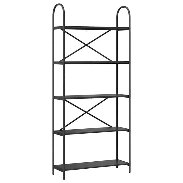 vidaXL Estante de libros Roble Negro 80 x 30 x 183 cm