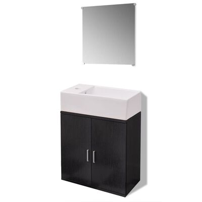 vidaXL Conjunto de mueble y lavabo 3 piezas negro
