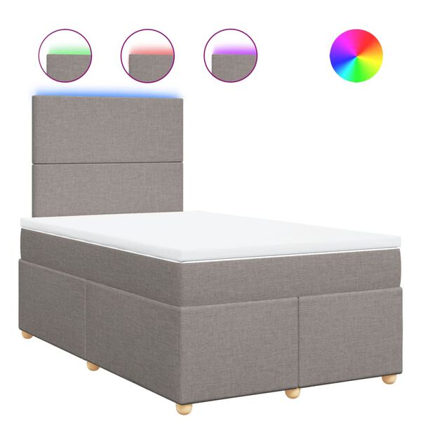 vidaXL Cama box spring con colch&oacute;n tela gris taupe 120x200 cm