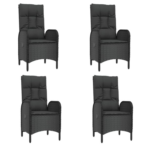 vidaXL Set de muebles jard&iacute;n 5 pzas con cojines rat&aacute;n sint&eacute;tico negro