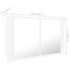 vidaXL Armario espejo de baño con luz LED acrílico blanco 90x12x45 cm