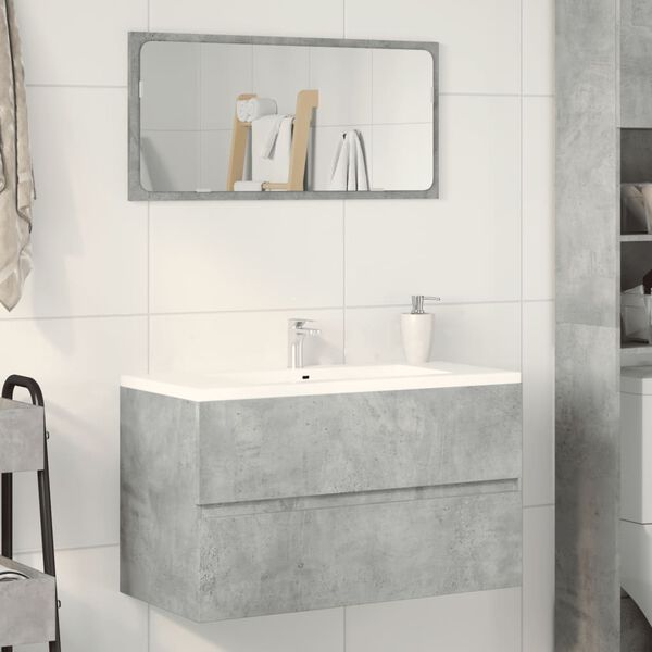 vidaXL Armario para lavabo contrachapada gris hormig&oacute;n 90x38,5x45 cm