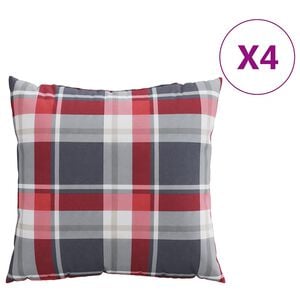 vidaXL Cojines para sof&aacute;, 4 unidades, estampado de cuadros rojos, 50x50 cm