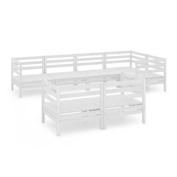 vidaXL Juego de muebles de jard&iacute;n 7 piezas madera maciza pino blanco