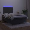 vidaXL Cama box spring con colch&oacute;n y LED terciopelo negro 120x190 cm