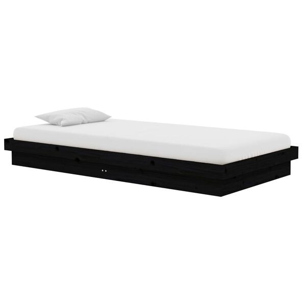 vidaXL Estructura de cama sin colchón madera maciza negro 100x200 cm