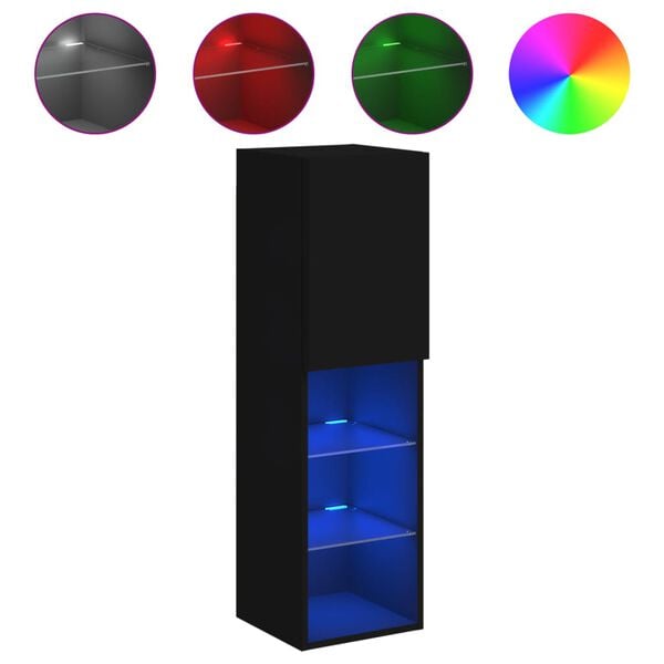 vidaXL Mueble para TV con luces LED negro 30,5x30x102 cm