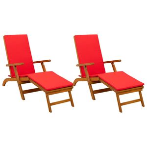 vidaXL Recliner y tumbona plegable 2 pcs Rojo 55 x 146 x 91 cm