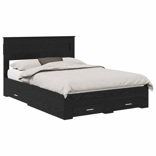 vidaXL Estructura de cama con cabecera Roble Negro 160 x 200 cm