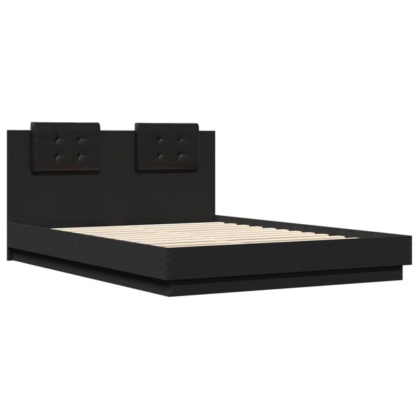 vidaXL Estructura cama con cabecero madera ingenier&iacute;a negro 120x200 cm