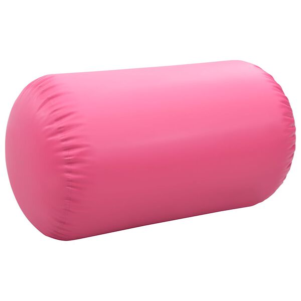 vidaXL Rollo hinchable de gimnasia con bomba PVC rosa 100x60 cm