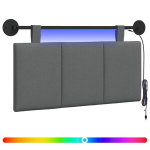 vidaXL Cabecero colgante Con luz LED Gris oscuro Tela