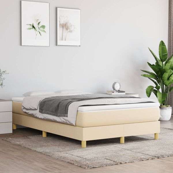 vidaXL Cama box spring con colch&oacute;n tela color crema 120x190 cm