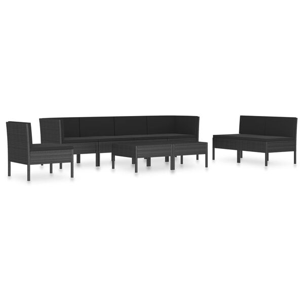 vidaXL Set de muebles de jardín 9 pzas y cojines ratán sintético negro