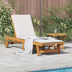 vidaXL Tumbona con mesita madera maciza de acacia