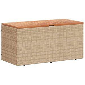 vidaXL Caja de almacenaje jard&iacute;n madera acacia rat&aacute;n beige 110x50x54cm