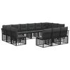 vidaXL Conjunto de sof&aacute;s de exterior Negro y Gris oscuro Poli&eacute;ster