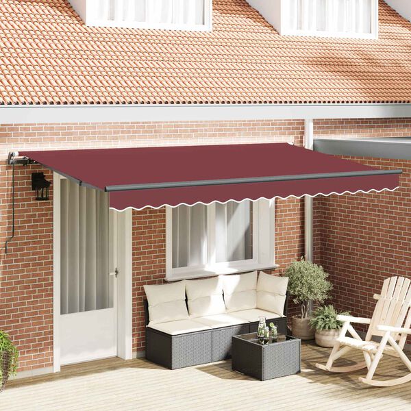 vidaXL Toldo Retr&aacute;ctil Manual Burdeos 400 x 200 cm tela