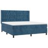 vidaXL Cama box spring colchón y LED terciopelo azul oscuro 180x200 cm