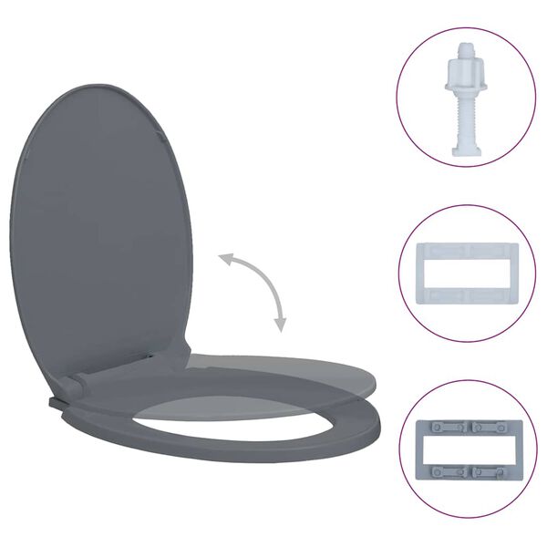 vidaXL Tapa y asiento de v&aacute;ter con cierre suave ovalada gris