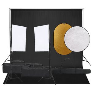 vidaXL Kit de estudio fotogr&aacute;fico con set de luces, fondo y reflector