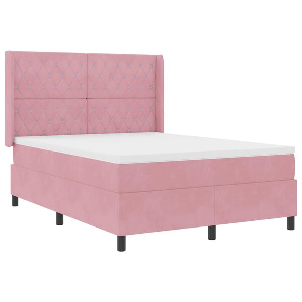 vidaXL Cama con Box Spring LED y Colch&oacute;n Rosa 160 x 200 cm Terciopelo