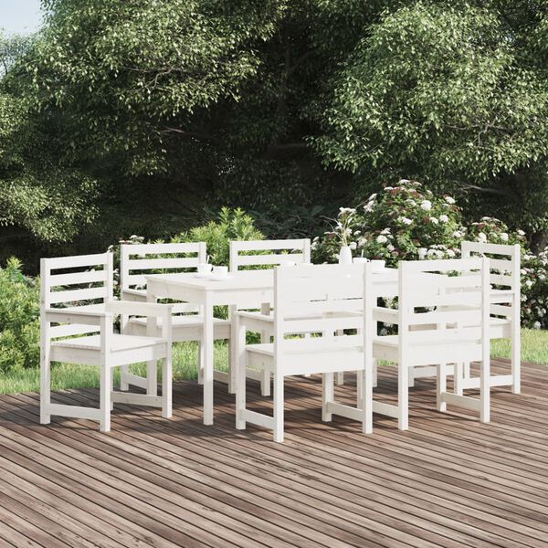 vidaXL Juego de comedor de jardín 7 piezas madera maciza pino blanco