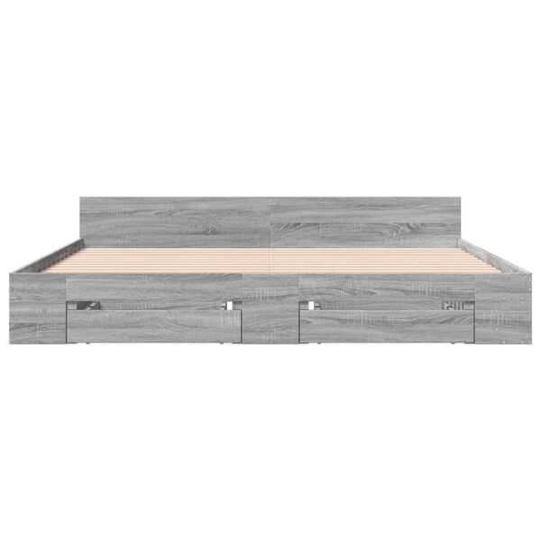 vidaXL Cama con cajones madera ingenier&iacute;a gris Sonoma 180x200 cm