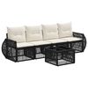 vidaXL Conjunto de sof&aacute;s de jard&iacute;n 5 uds. Negro y Blanco Crema